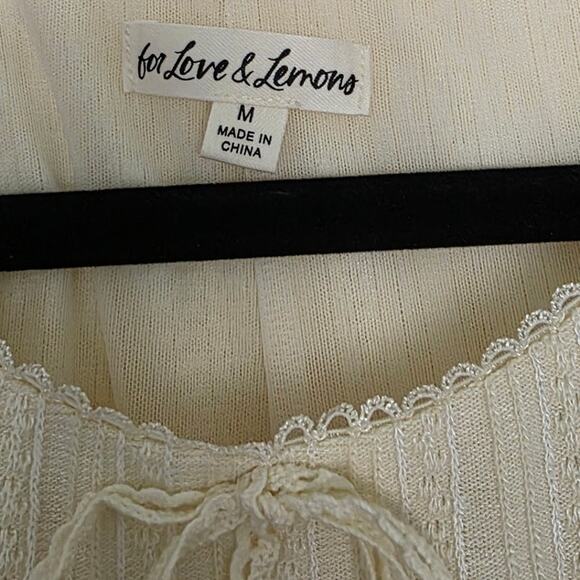 For Love & Lemons Billie Pointelle Mini Dress in Cream Drop Waist Poplin Knit - Picture 8 of 15